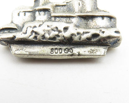 925 Sterling Silver Vintage Liechtenstein City Scene Drop Pendant PT8202