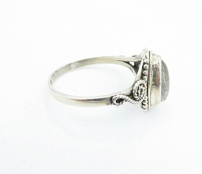 925 Sterling Silver  Vintage Marquise Labradorite Swirl Band Ring Sz 7  RG7856