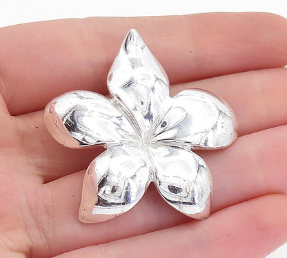 925 Sterling Silver  Shiny Polished Single Flower Motif Pendant  PT4649