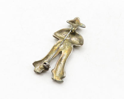 925 Sterling Silver  Vintage Modernist Farmer Man Motif Brooch Pin  BP4823