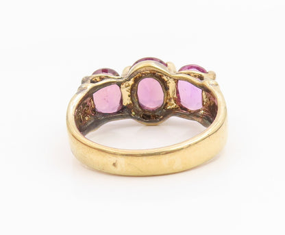 925 Sterling Silver Vintage Ring Gold Plated Elegant Amethyst Band Sz 7 RG35386