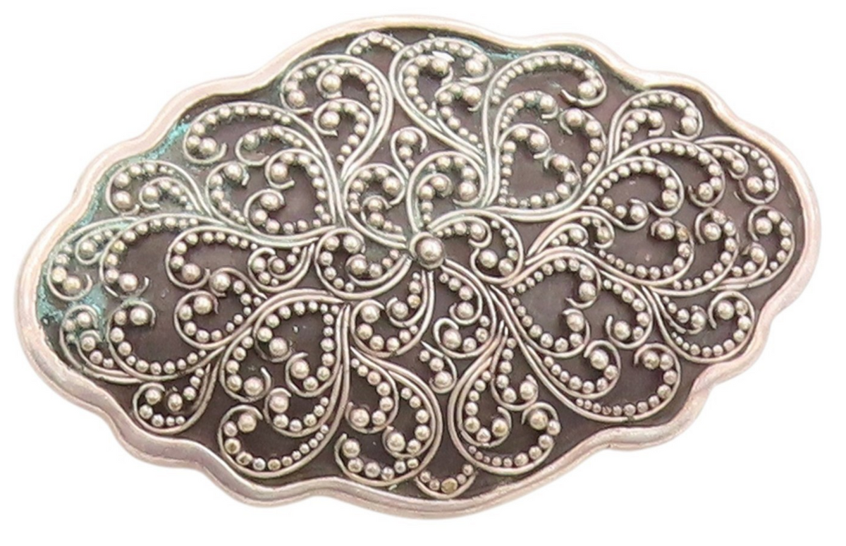 925 Sterling Silver Vintage Brooch LOIS HILL Beaded Floral Filigree  BP11869