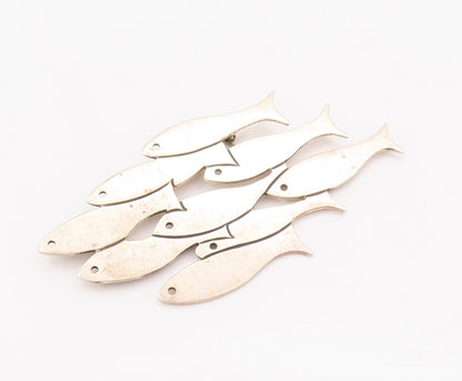 925 Sterling Silver Vintage Brooch Pin MEXICO Carved School Of Fish  BP10793