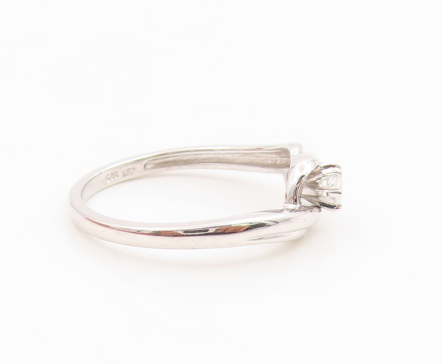 925 Sterling Silver Vintage Ring Elegant CZ Twisted Bypass Band  Sz 6.5  RG35865