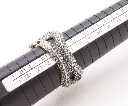 925 Sterling Silver Vintage Ring Dark Tone Wrap Around Dragon  Sz 13.5  RG31307