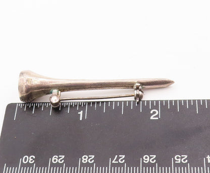 925 Sterling Silver Vintage Brooch Pin Minimalist Solid Carved pin  BP10993