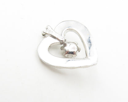 925 Sterling Silver  Petite Genuine Diamond Floral Love Heart Pendant  PT8846