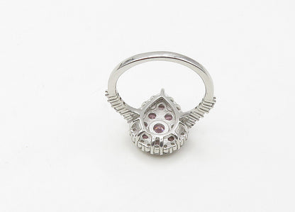 925 Sterling Silver  Vintage Pink Cubic Zirconia Band Ring Sz 6  RG21462