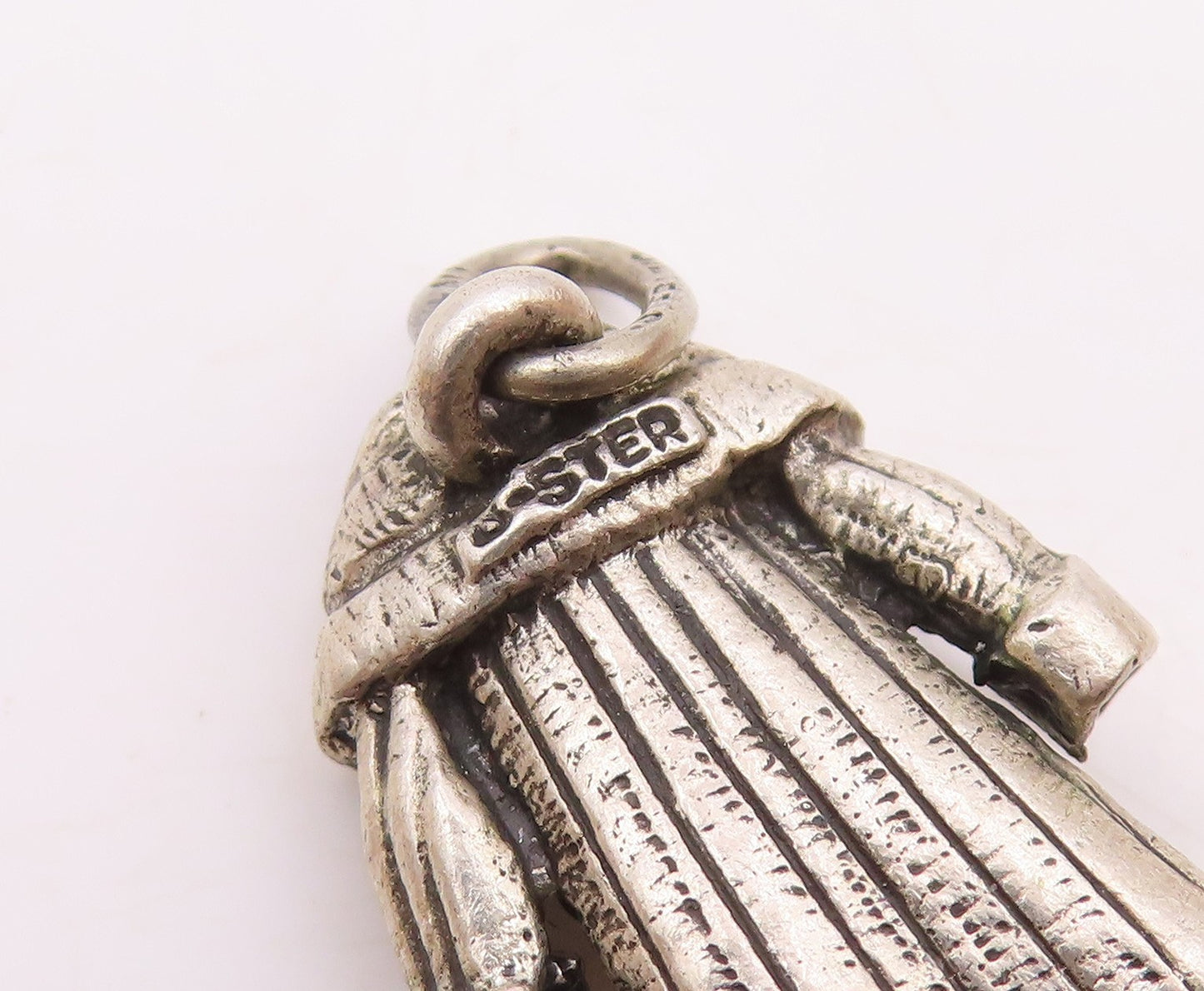 925 Sterling Silver  Vintage Sculpted Winter Coat Motif Pendant  PT21365