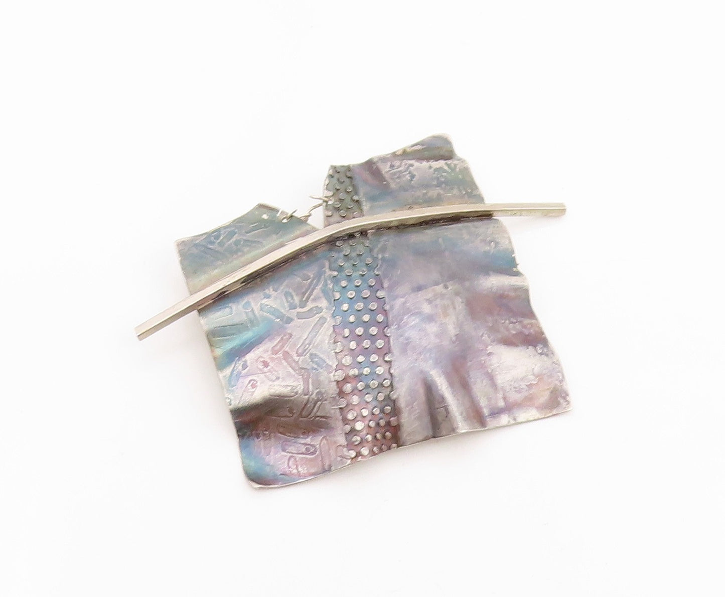925 Sterling Silver Vintage Brooch Pin Modernist Geometric Sculpture  BP12400