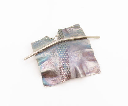 925 Sterling Silver Vintage Brooch Pin Modernist Geometric Sculpture  BP12400