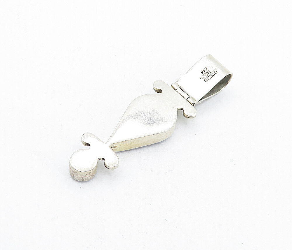 MEXICO 925 Sterling Silver  Vintage Mother Of Pearl Swirl Hinge Pendant PT4469