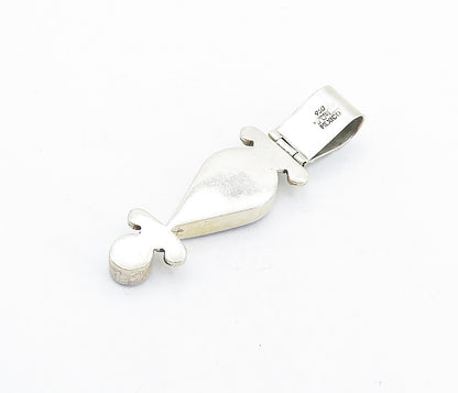 MEXICO 925 Sterling Silver  Vintage Mother Of Pearl Swirl Hinge Pendant PT4469