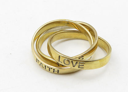 925 Sterling Silver  Vintage Love Hope Faith Stamped Rolling Ring Sz 7 RG10410