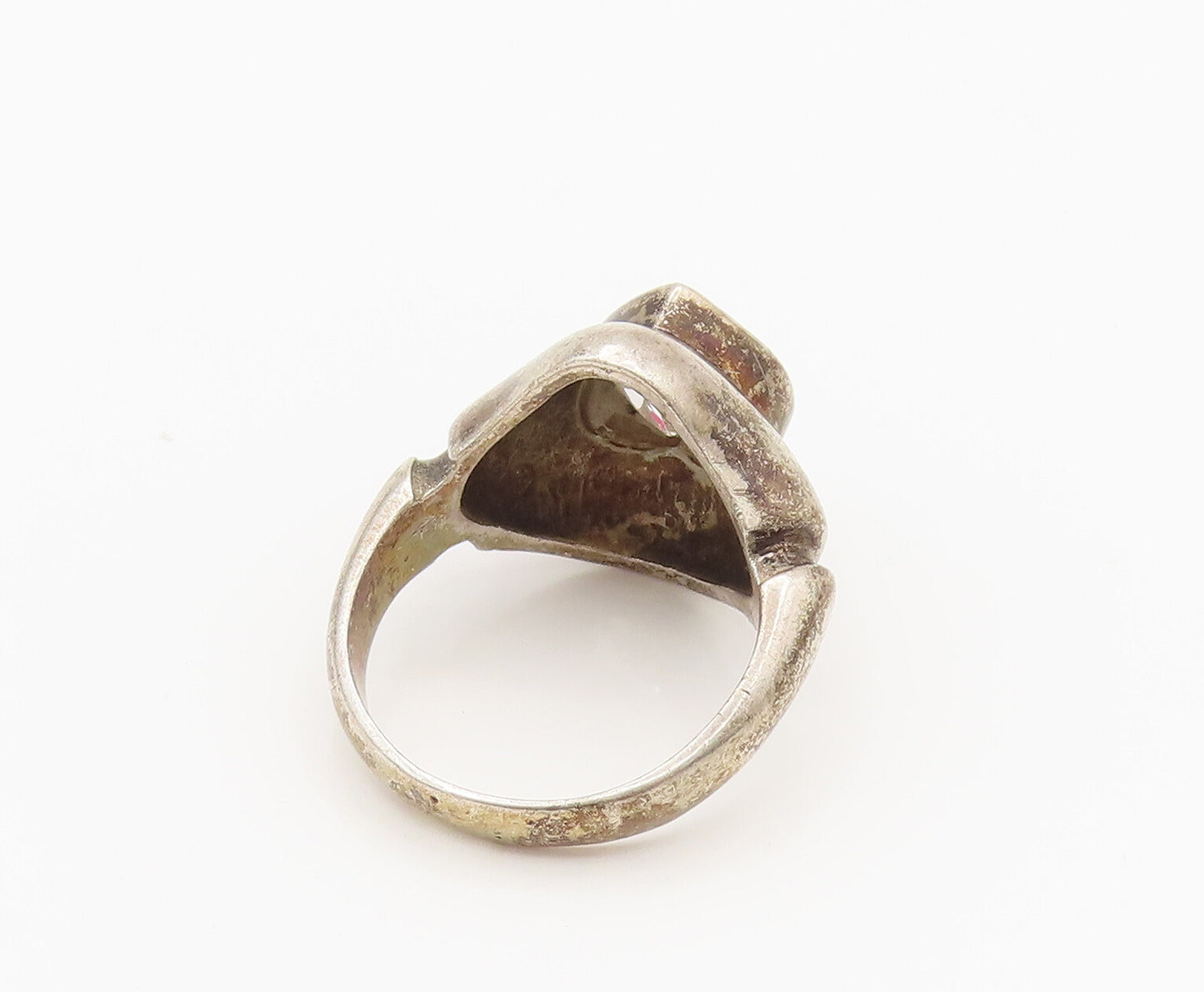 925 Sterling Silver  Vintage Heart Shaped Cubic Zirconia Ring Sz 10  RG26257