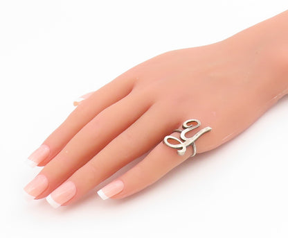 925 Sterling Silver Vintage Ring Letter Y Calligraphy Cutout Band  Sz 5  RG34392