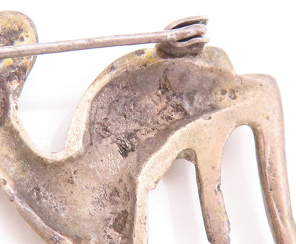 925 Sterling Silver Vintage Brooch Pin Antique Baby Deer With Long Horns BP11089