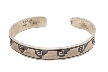 925 Sterling Silver Vintage Bracelet MEXICO Brutalist Etched Adjustable  BT10162