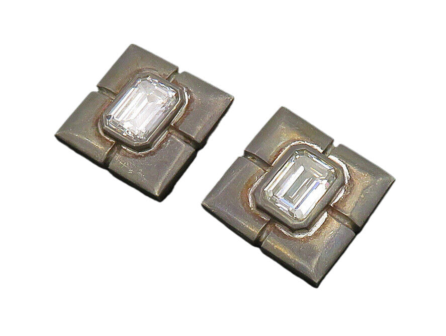 DND 925 Sterling Silver  Vintage Cubic Zirconia Non Pierce Earrings  EG9873