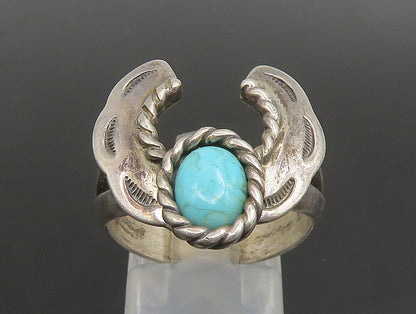 CAROLYN POLLACK 925 Silver  Vintage Rope Twist Turquoise Ring Sz 8.5  RG24823