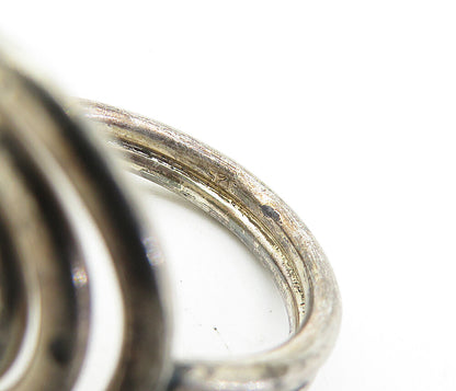 925 Sterling Silver  Vintage Dark Tone Spiral Ribbed Band Ring Sz 9  RG7074