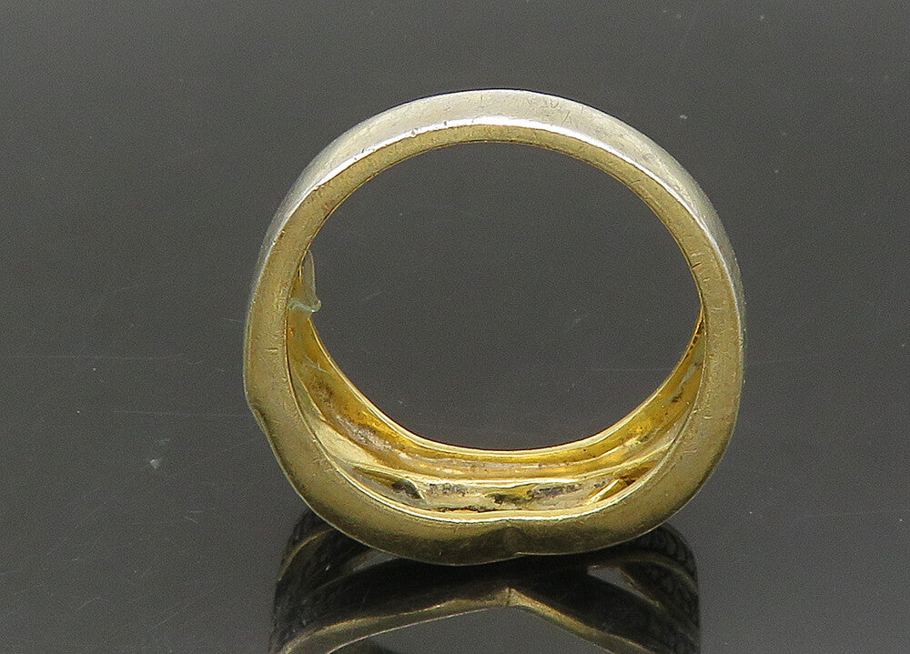 925 Sterling Silver  Vintage Topaz Accented Highway Band Ring Sz 8  RG21847