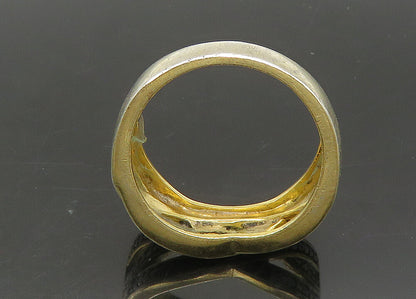 925 Sterling Silver  Vintage Topaz Accented Highway Band Ring Sz 8  RG21847