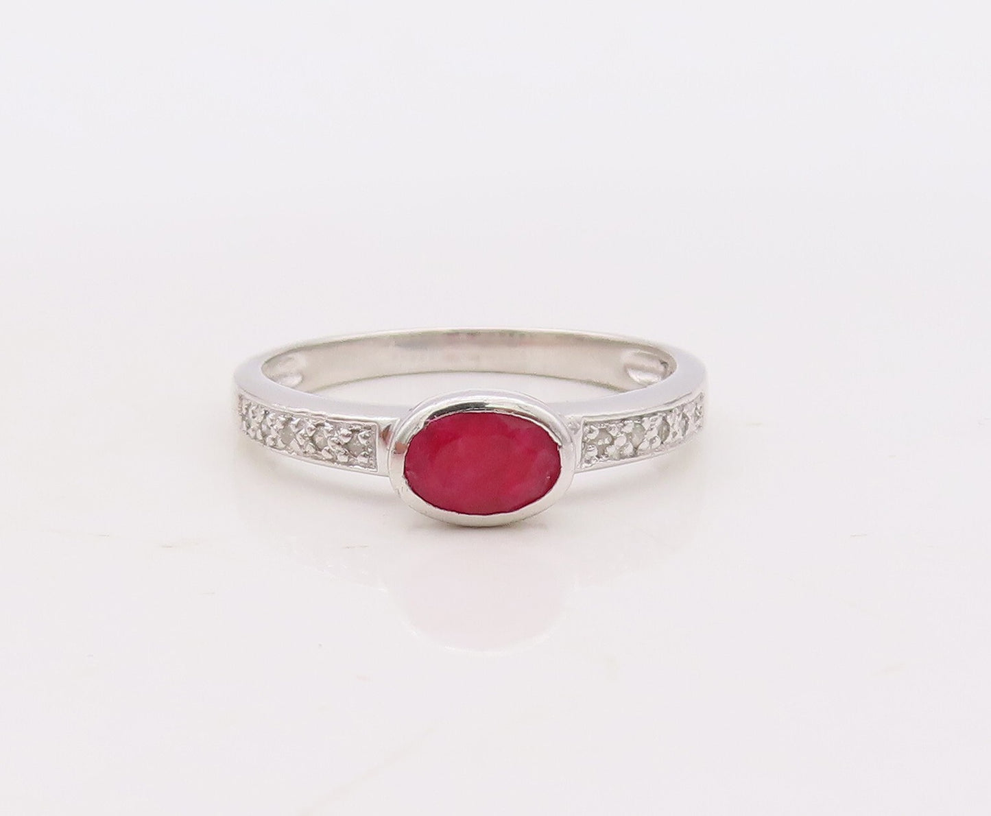 925 Sterling Silver Vintage Ring Stackable Diamonds & Gemstone  Sz 7.5  RG29903