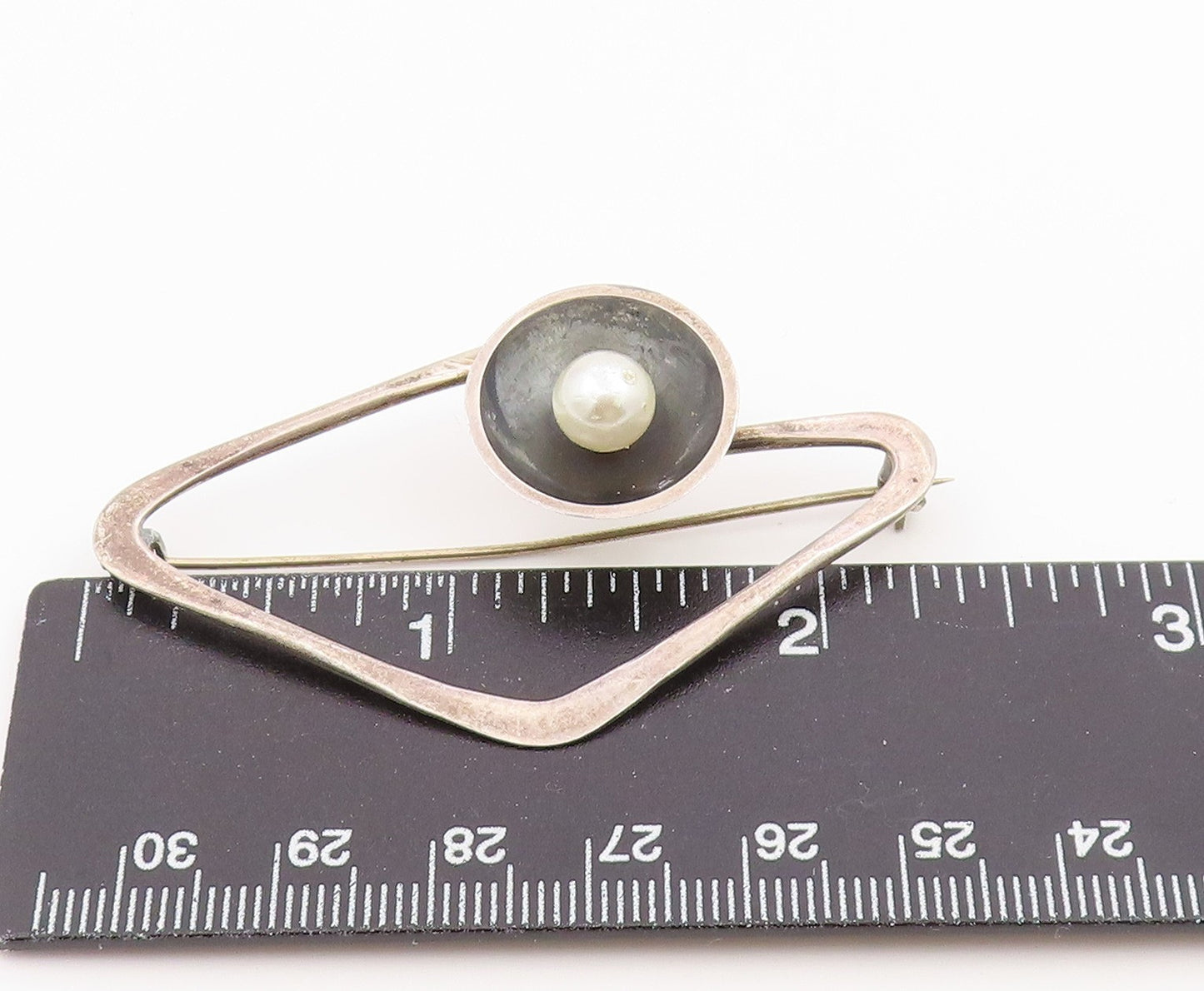 925 Sterling Silver Vintage Brooch Pin DELFINO MEXICO Pearl Orbit  BP12587