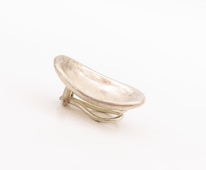 925 Sterling Silver Vintage Earrings Solid Designer Oval Bowl Shape  EG13139