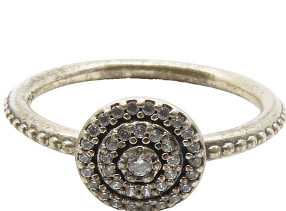 PANDORA 925 Sterling Silver Vintage Topaz Petite Circle Band Ring Sz 6 RG13701