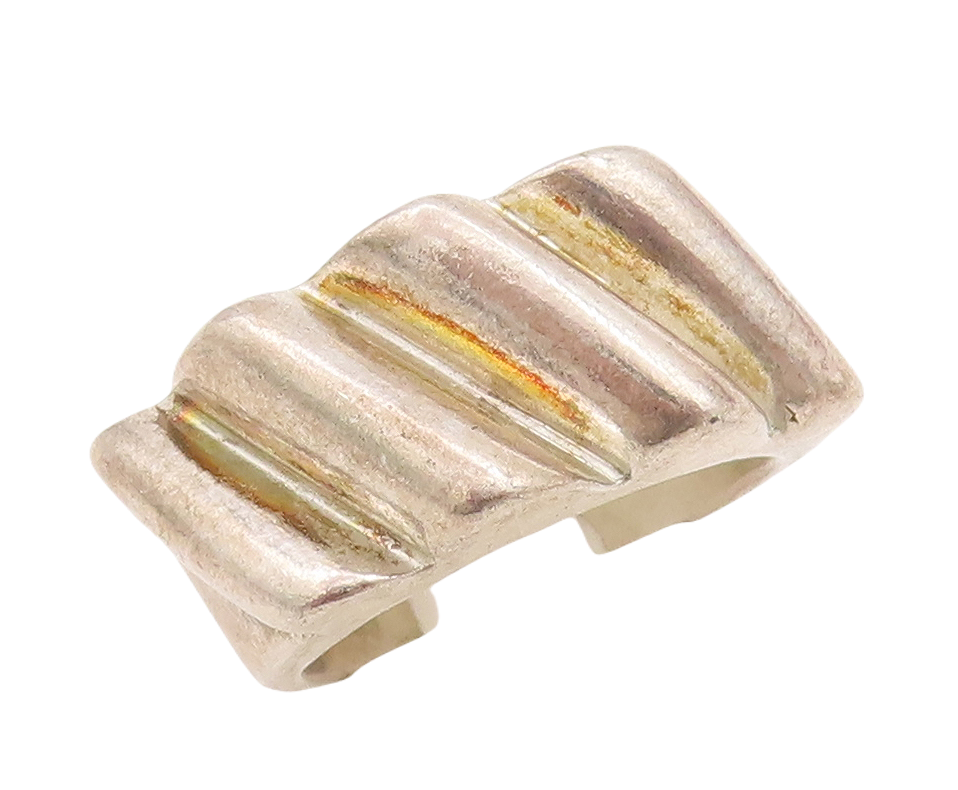 925 Sterling Silver Vintage Ring Solid Italic Grooved Cylinders  Sz 7  RG28749