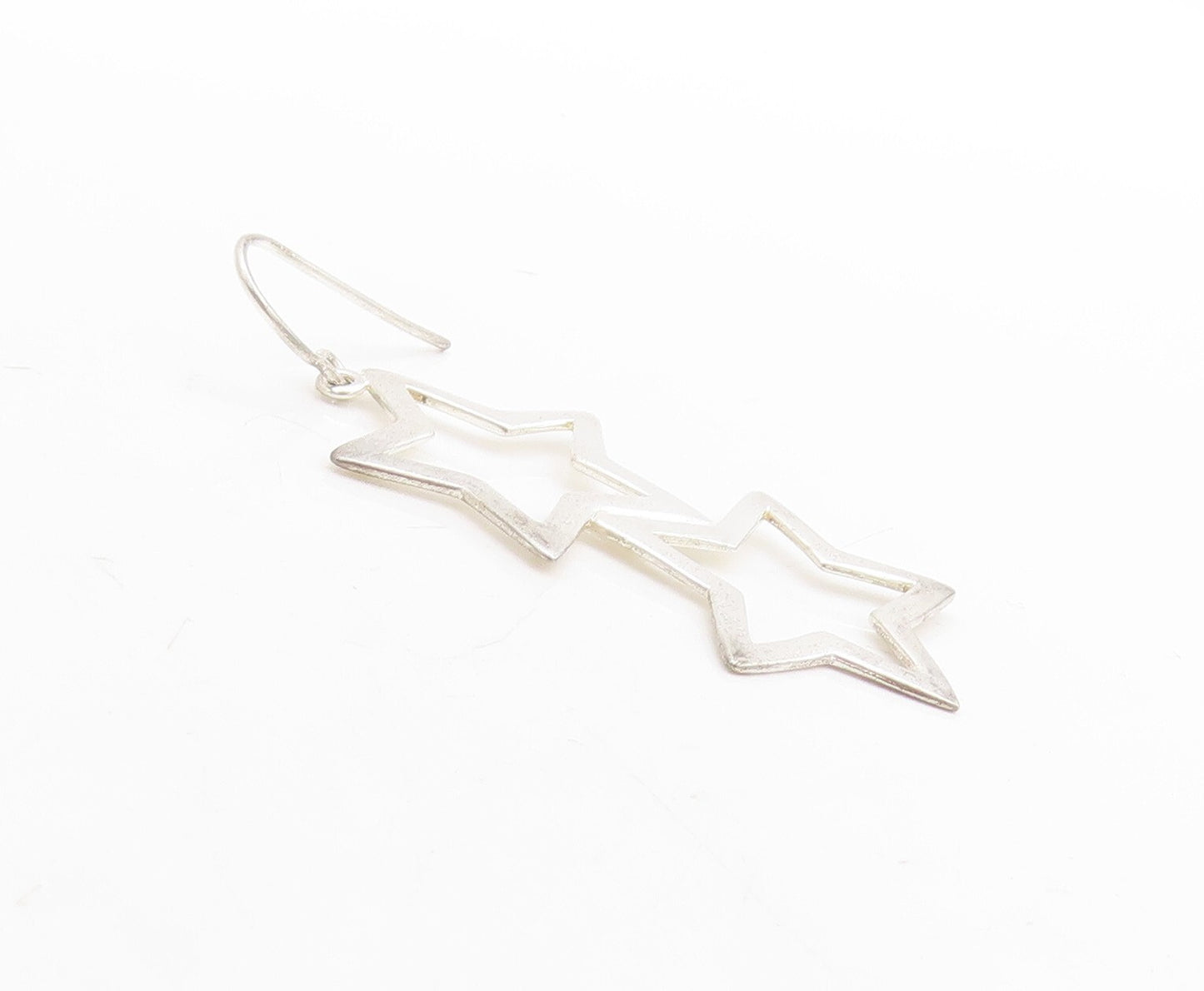 925 Sterling Silver Vintage Earrings Dangling Drop Cutout Stars  EG13306