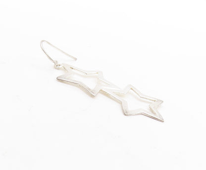 925 Sterling Silver Vintage Earrings Dangling Drop Cutout Stars  EG13306