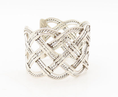 925 Sterling Silver Vintage Bracelet MEXICO Large Twisted Rope Woven  BT10258