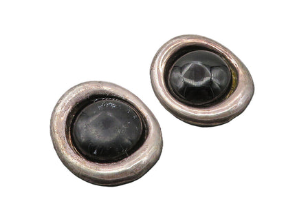ISRAEL  925 Sterling Silver  Vintage Black Onyx Non Pierce Earrings  EG5237
