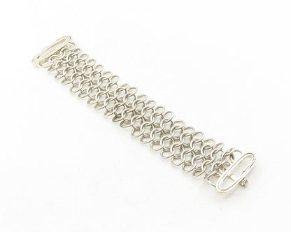 925 Sterling Silver Vintage Interlocking Circle Link Chain Bracelet BT4827