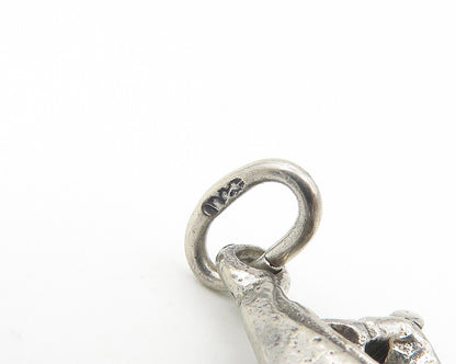 925 Sterling Silver  Vintage Dark Tone Man Rowing Gondola Boat Pendant  PT9107