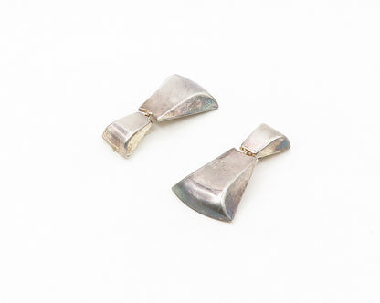925 Sterling Silver  Vintage Dark Tone Smooth Hinge Dangle Earrings  EG9058