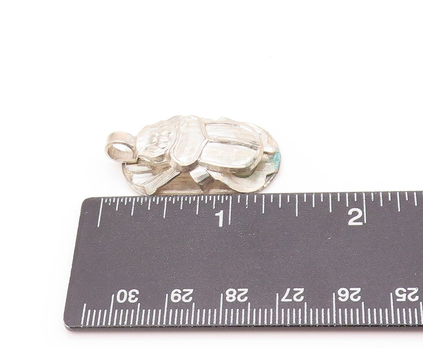925 Sterling Silver Vintage Pendant Solid 3D Scarab Design Cutout  PT23970