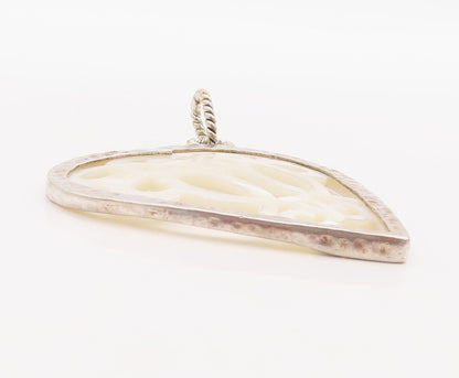 925 Sterling Silver Vintage Pendant GEOART Cutout Mother Of Pearls Heart PT23496