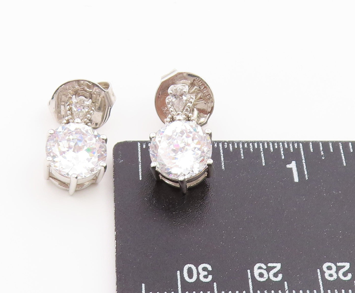 925 Sterling Silver Vintage Earrings CHARLES WINSTON Classic CZ Drop  EG14488