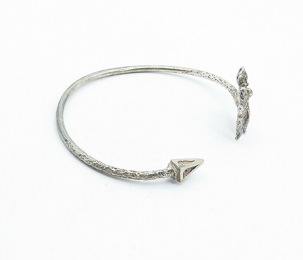 SHEBA 925 Silver  Vintage Antique Centaur Bow & Arrow Cuff Bracelet  BT2674