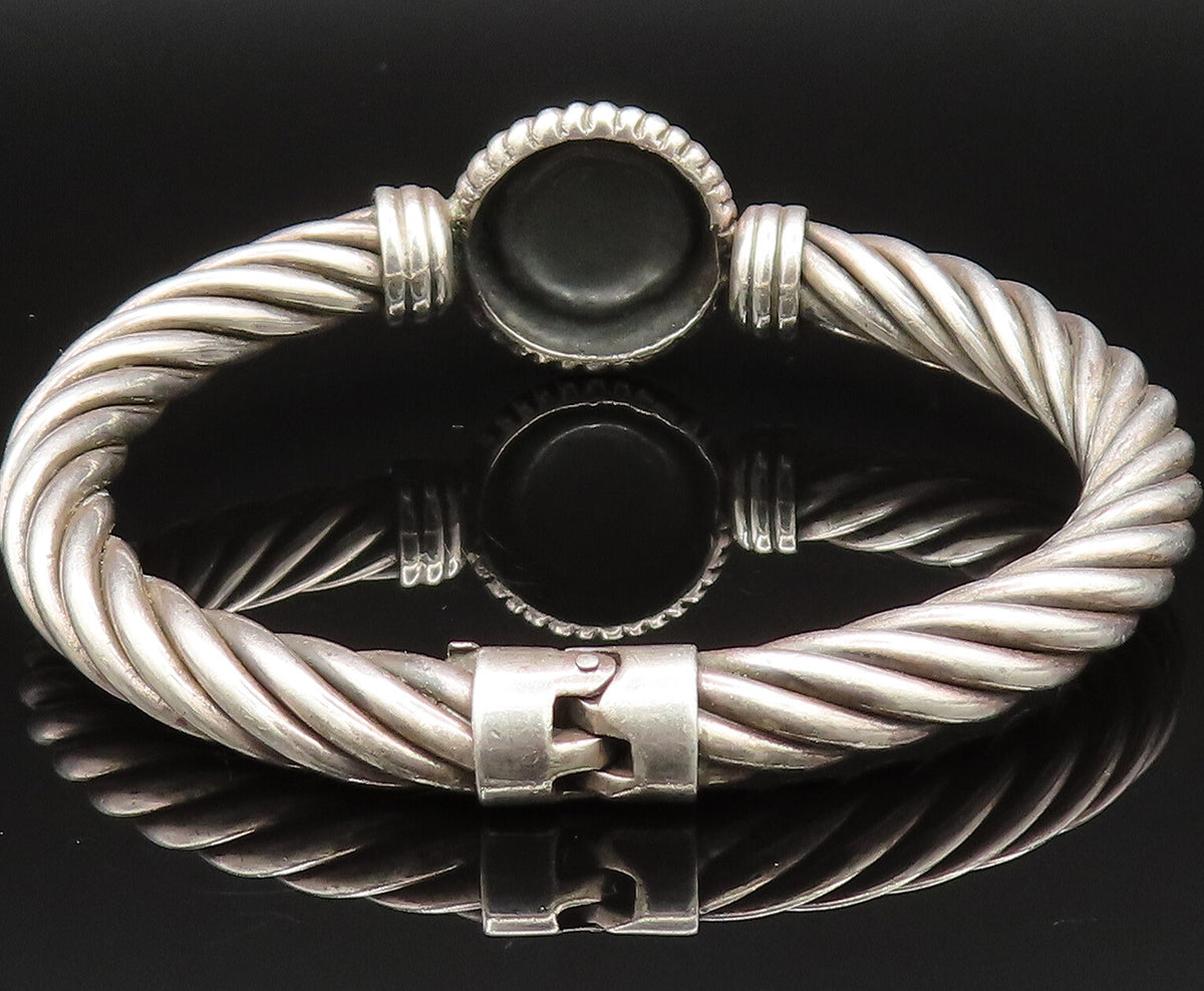 14K GOLD & 925 Silver  Vintage Two Tone Twisted Rope Bangle Bracelet  BT9488