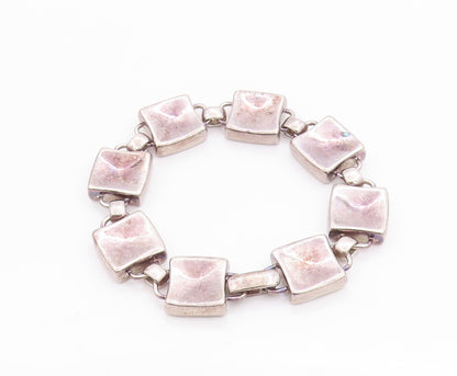 925 Sterling Silver Vintage Bracelet Antique Dark Tone Cubes Linked  BT11313