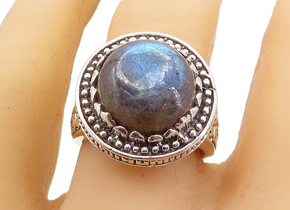 925 Sterling Silver  Vintage Cabochon Labradorite Cocktail Ring Sz 8.5  RG6833