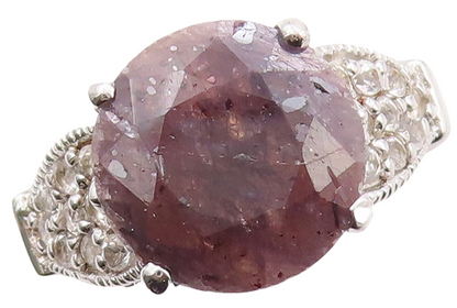 925 Sterling Silver Vintage Ring Round Cut Gemstone Flora Carved CZ Sz 7 RG30829