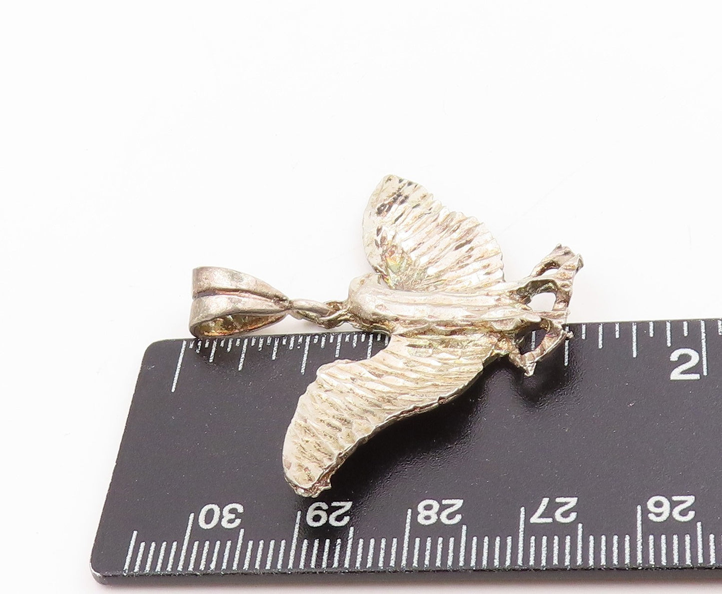 925 Sterling Silver Vintage Pendant Etched Majestic Eagle Of Strength  PT25278