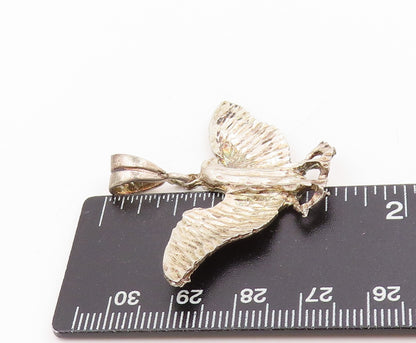 925 Sterling Silver Vintage Pendant Etched Majestic Eagle Of Strength  PT25278