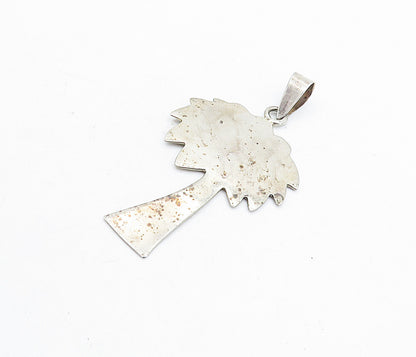 925 Sterling Silver  Vintage Smooth Dark Tone Tree Motif Pendant  PT3939